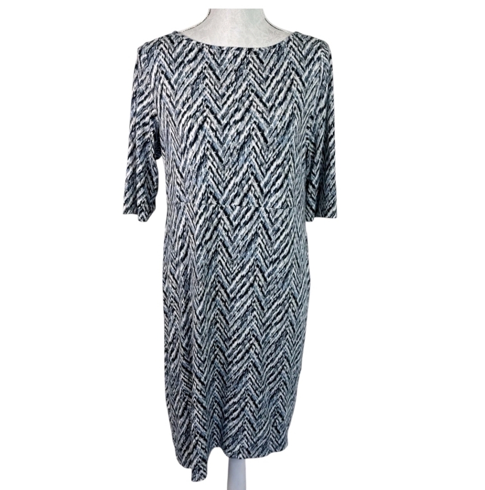 J. Jill Wearever Collection chevron print asymmetrical-hem midi shift dress XS
